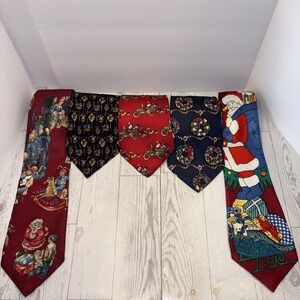 Lot of 5 Silk Christmas Neck Ties Enigma Mark Alexander Wembley